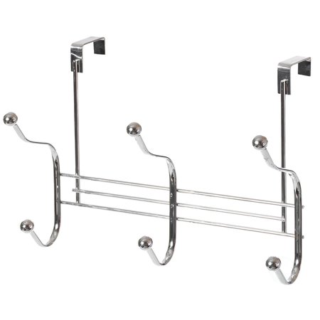 BASICWISE Chrome 6 Hook Hanger Organizer, Hang Over The Door Kitchen Vanity Towel Hook, Entryway Coat Rack QI004051